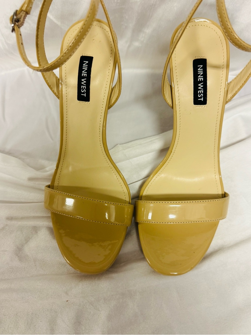 Nine West Women's Tan Patent Ankle-Strap Sandals